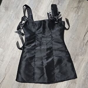 NWT Pixie Stardust Black Satin Dress with Ribbon Straps